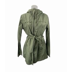 Columbia Pardon My Trench Women's Green Hooded Long Sleeve Rain Coat Jacket Sz M